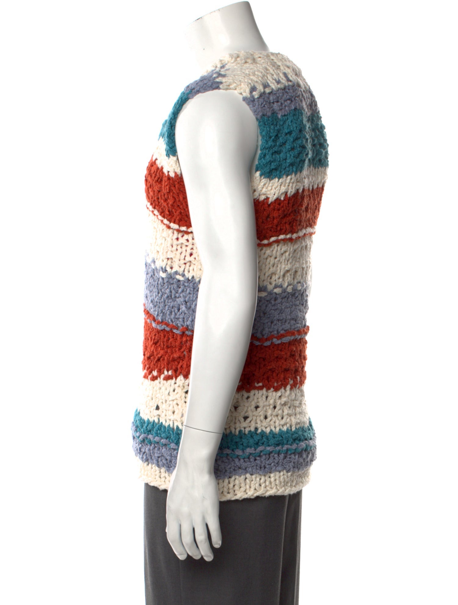 The Elder Statesman Colorblock Pattern V-Neck Sweater Vest w/ Tags