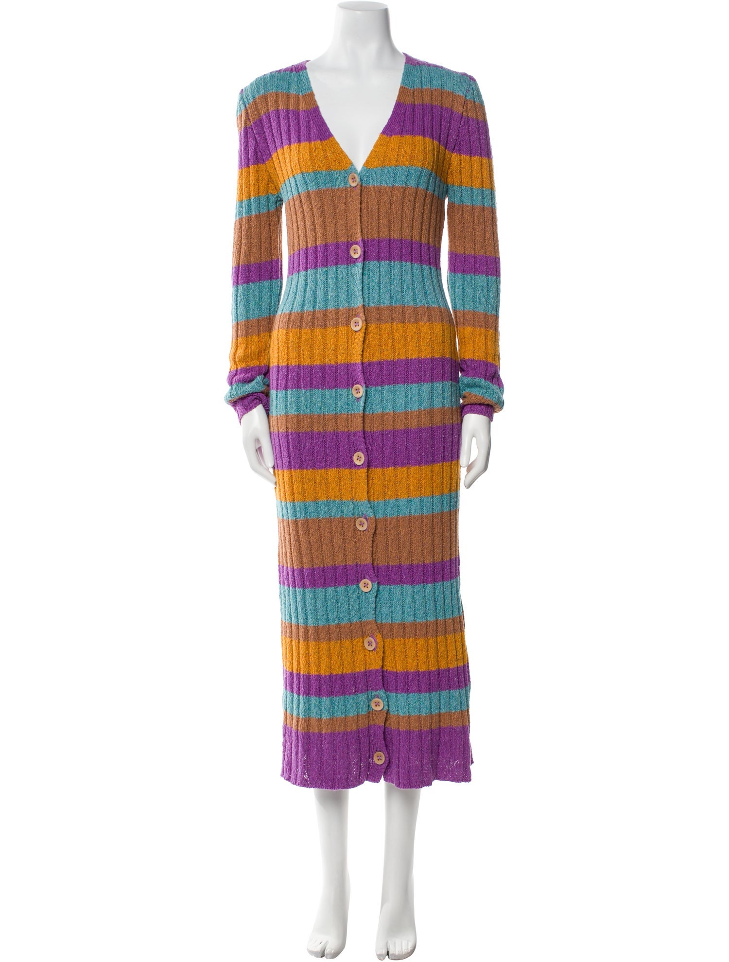 The Elder Statesman Striped V-Neck Cardigan w/ Tags