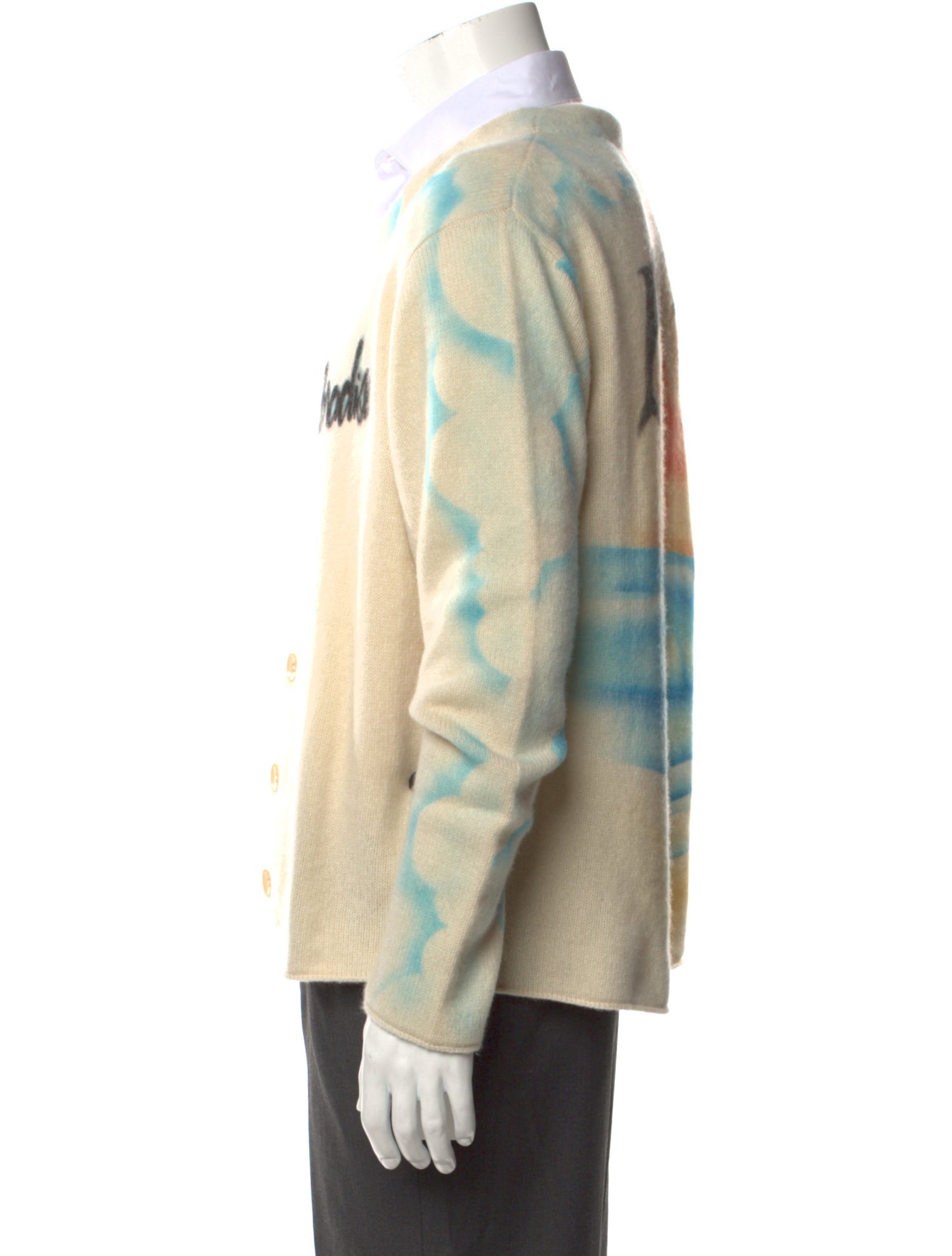 The Elder Statesman Cashmere Graphic Print Cardigan w/ Tags