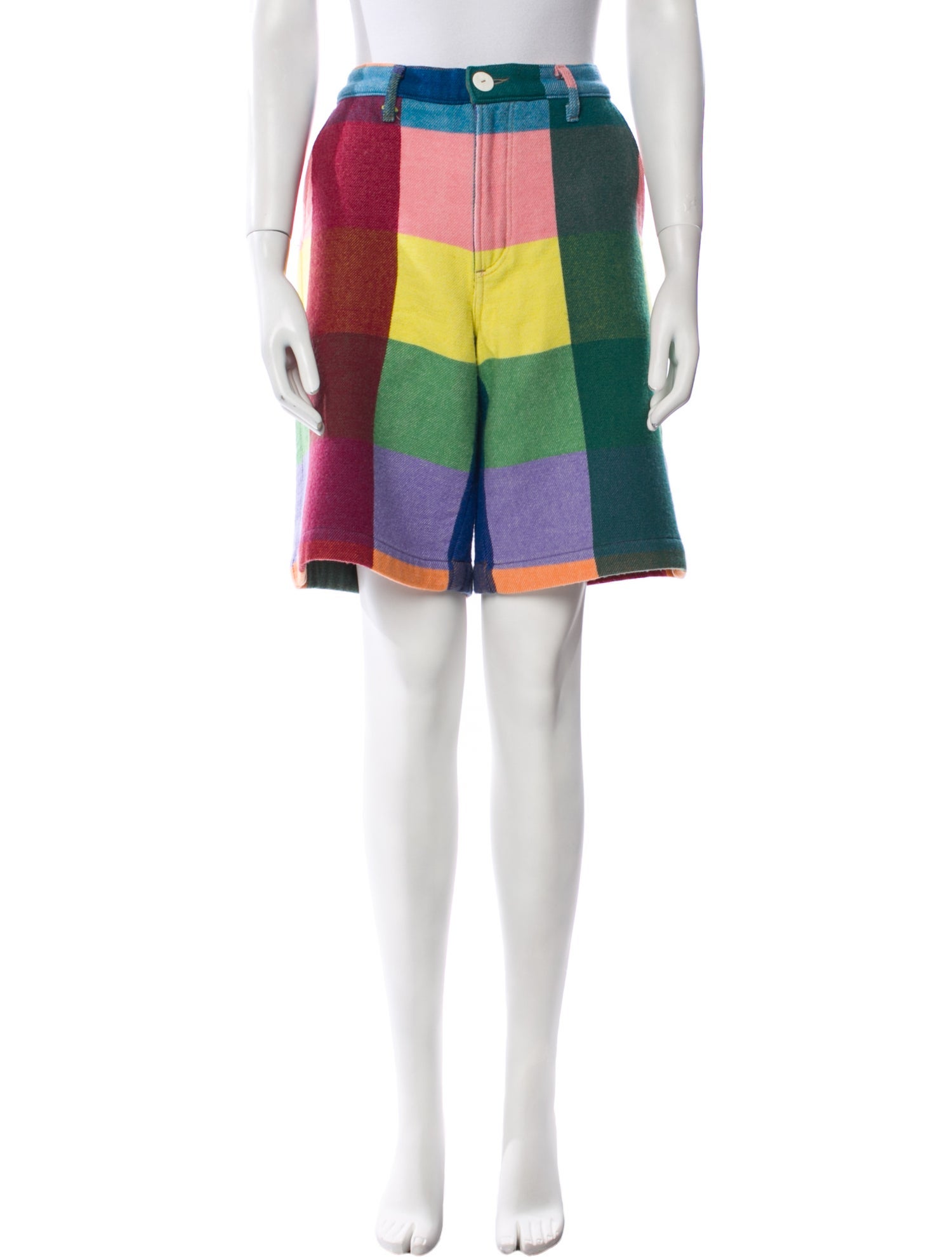 The Elder Statesman Plaid Print Knee-Length Shorts