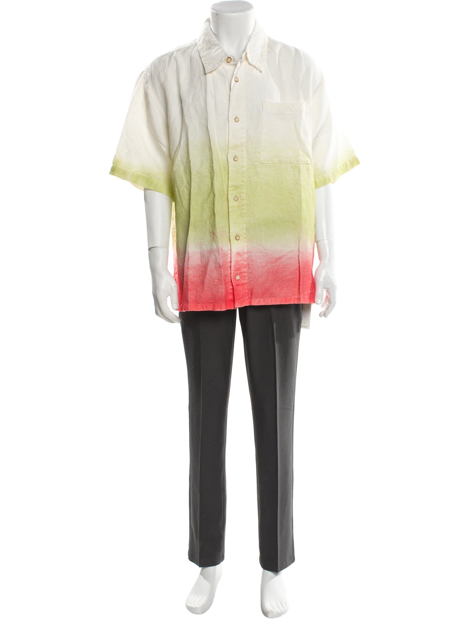 The Elder Statesman Linen Colorblock Pattern Shirt