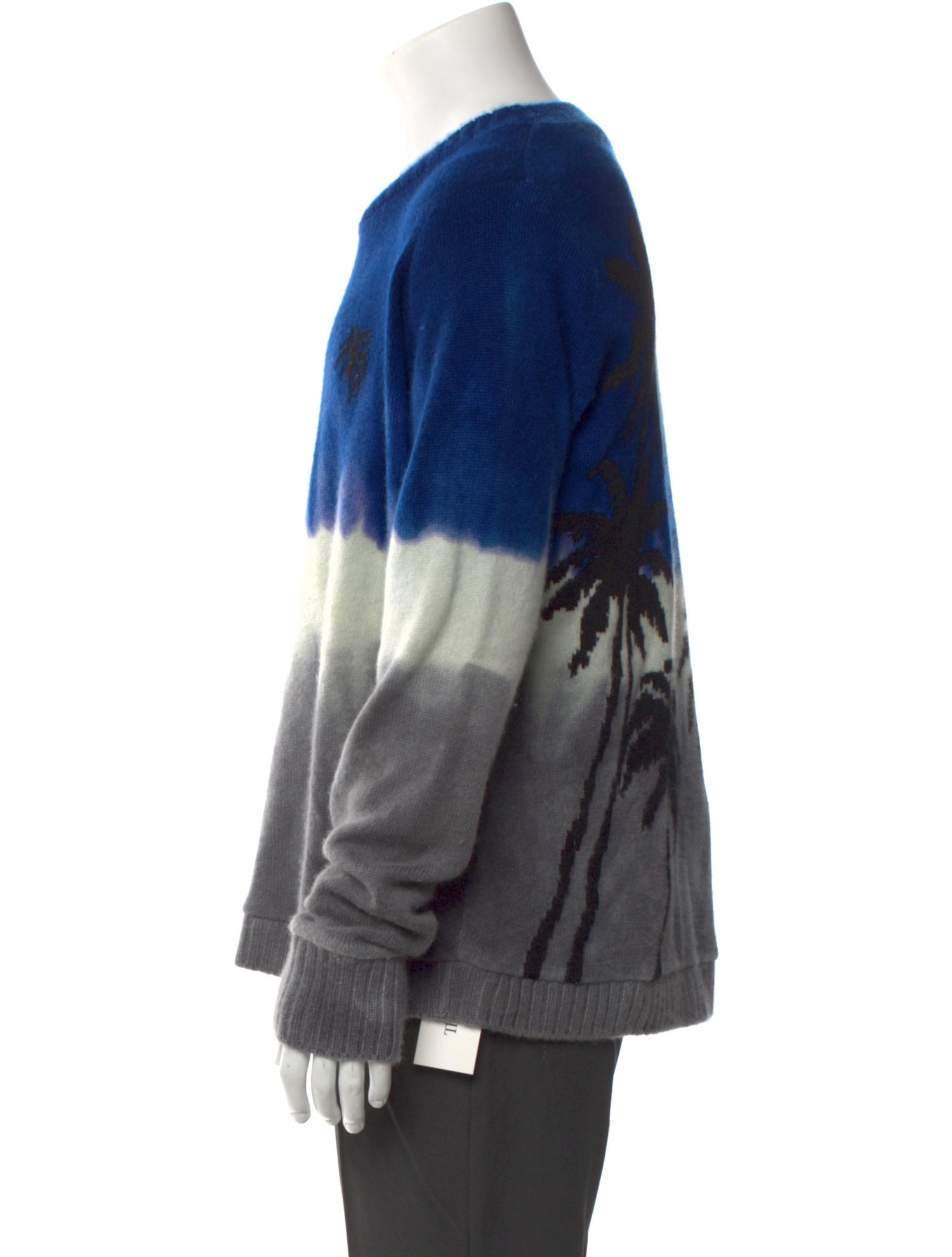 The Elder Statesman Intarsia Dyed Palm Tree Cashmere Pullover