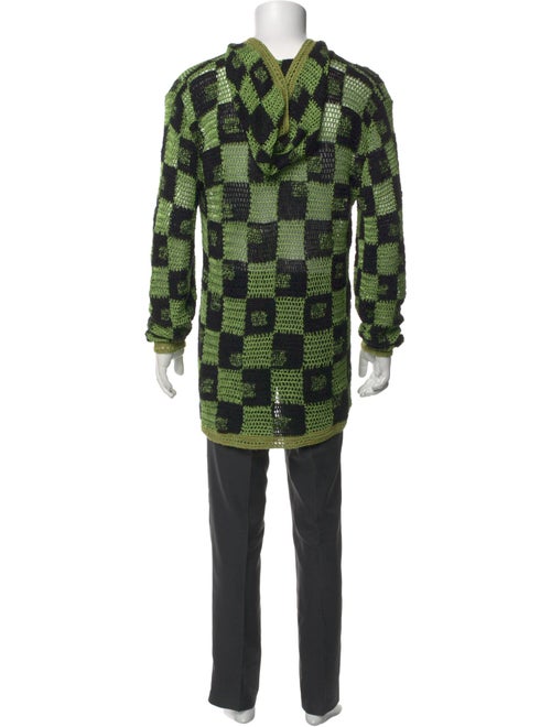 The Elder Statesman Linen Plaid Print Cardigan