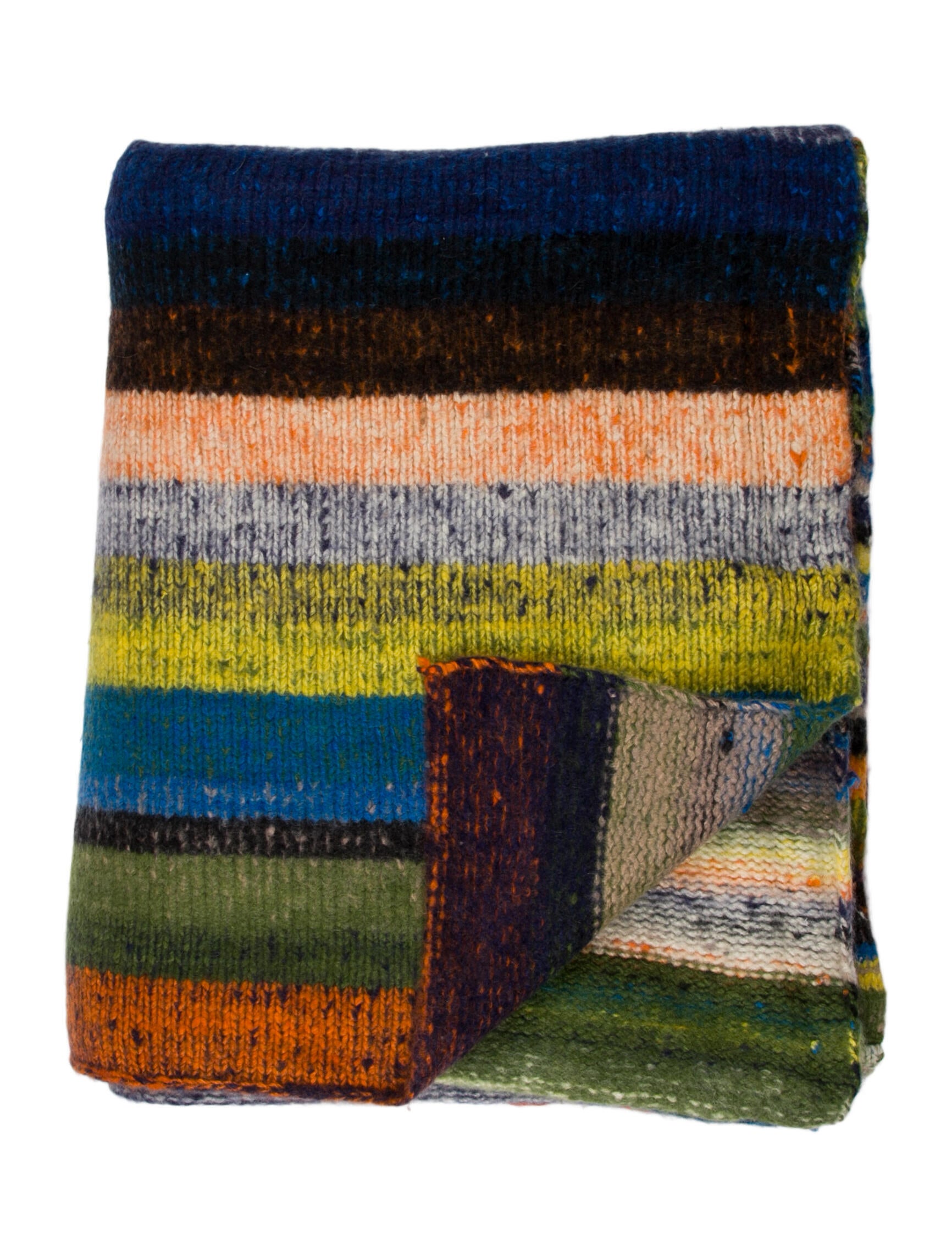 The Elder Statesman Super Soft Striped Cashmere Throw Blanket