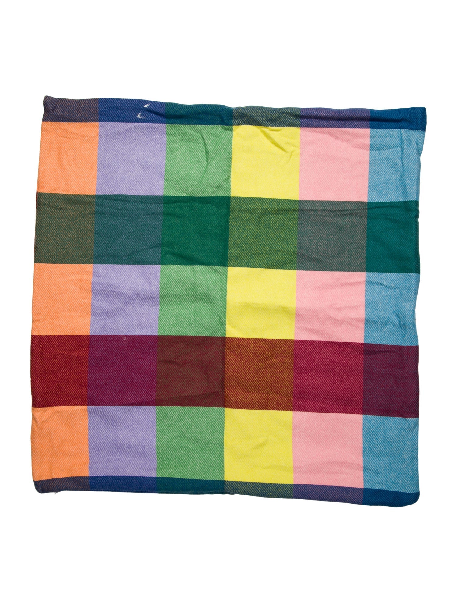 The Elder Statesman Rainbow Plaid Woven Throw Pillow