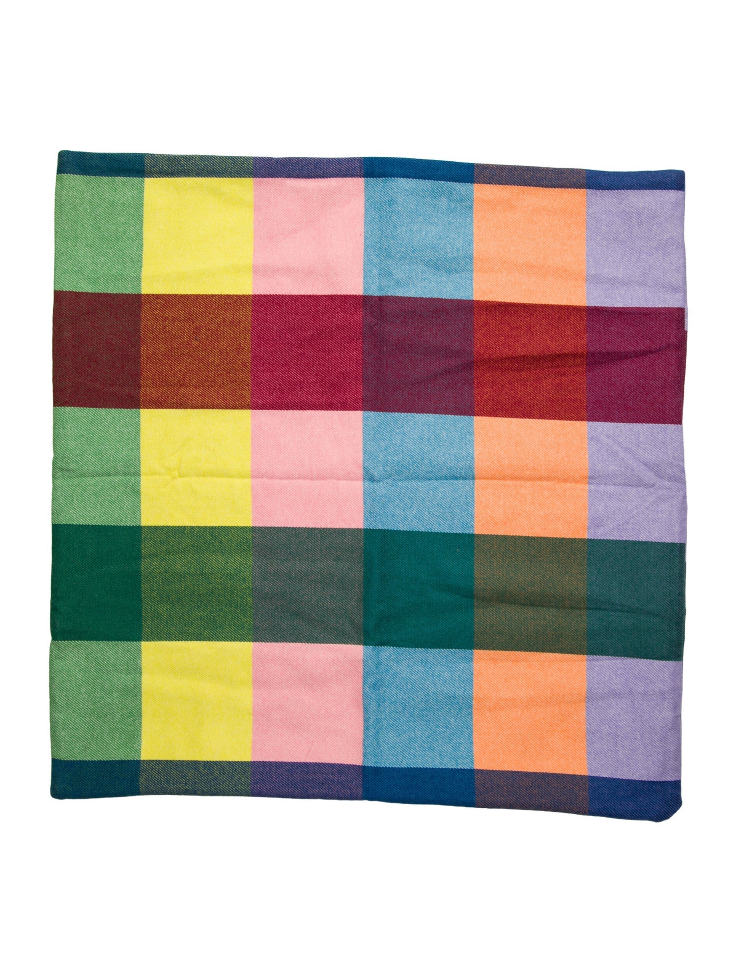 The Elder Statesman Rainbow Plaid Woven Throw Pillow Cover