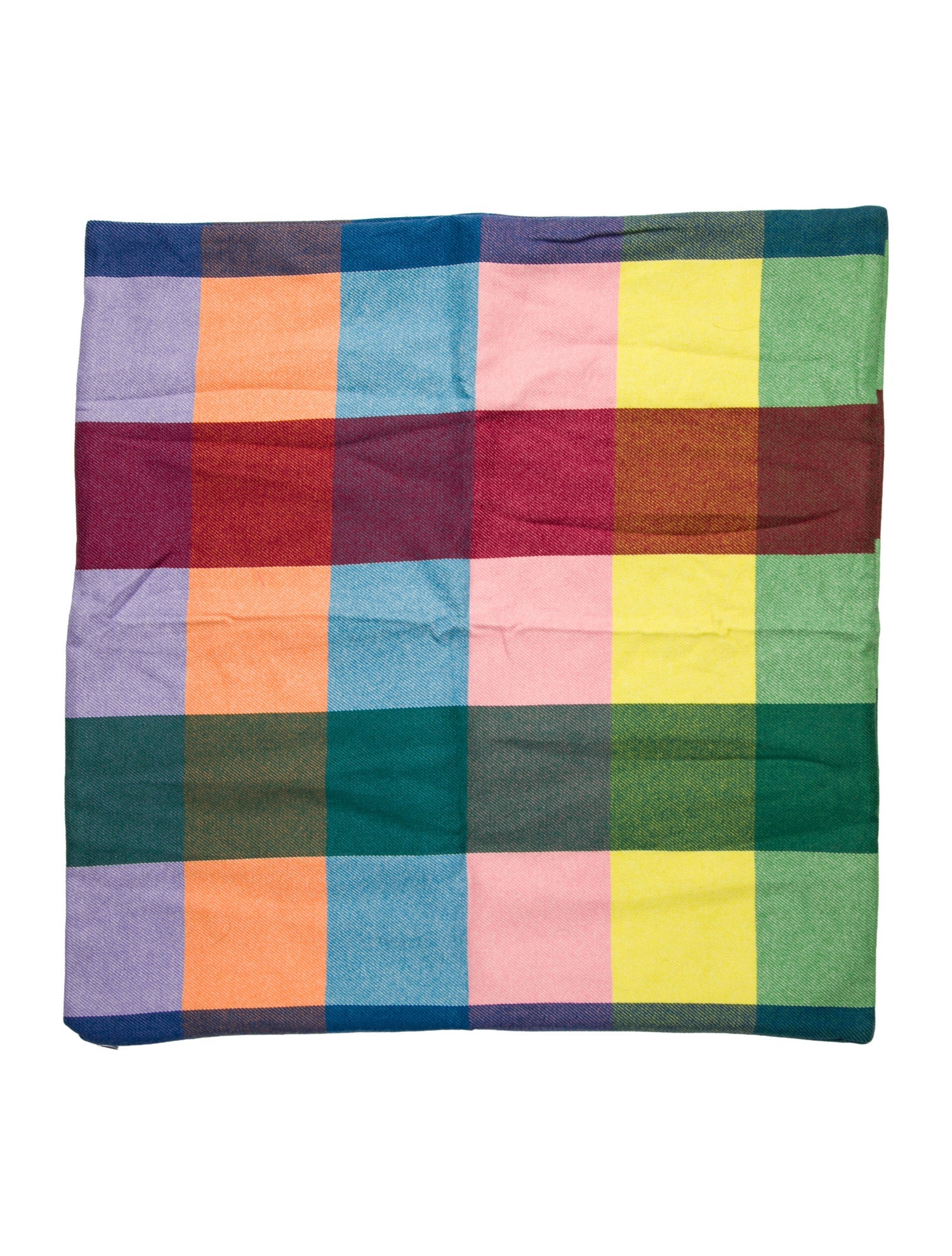 The Elder Statesman Rainbow Plaid Woven Throw Pillow Cover