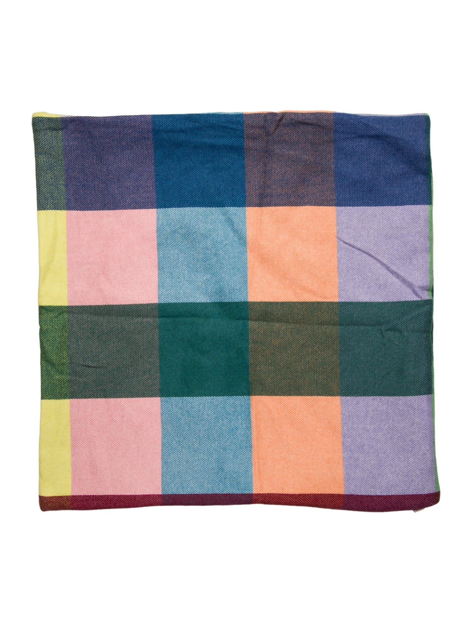 The Elder Statesman Rainbow Plaid Woven Throw Pillow Cover