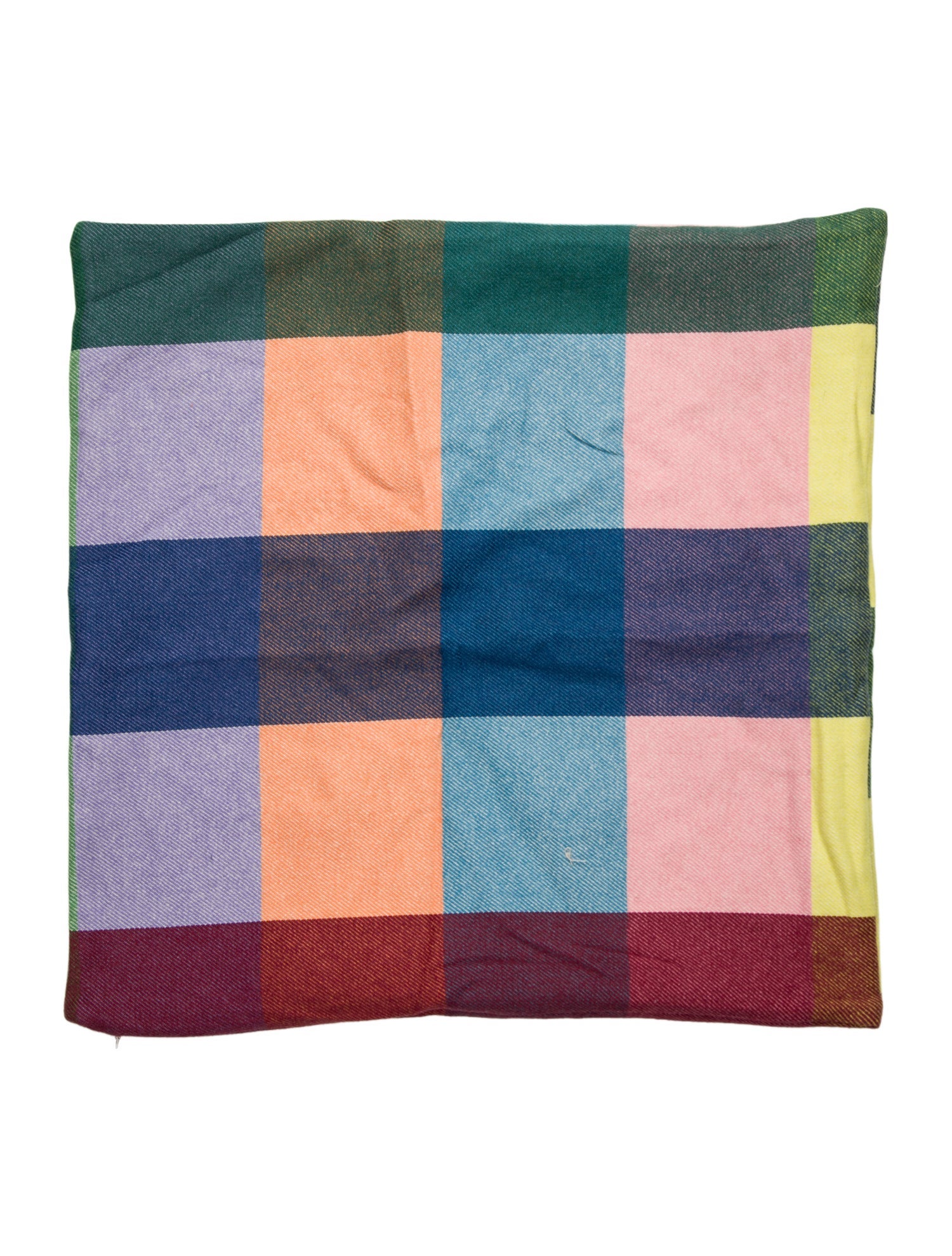The Elder Statesman Rainbow Plaid Woven Throw Pillow Cover