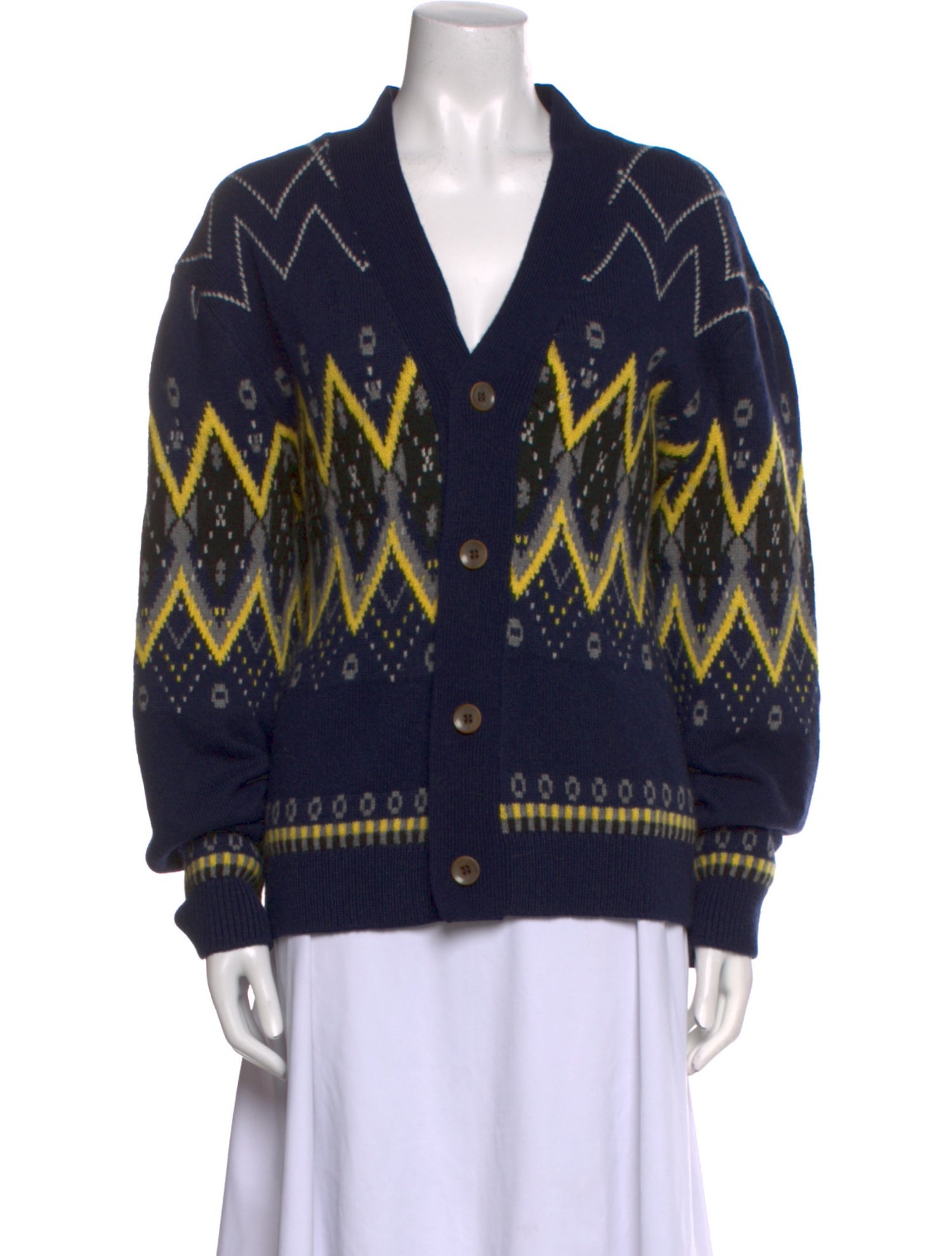 The Elder Statesman Printed V-Neck Sweater