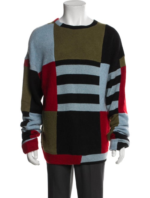 The Elder Statesman Cashmere Colorblock Pattern Pullover