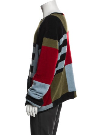 The Elder Statesman Cashmere Colorblock Pattern Pullover