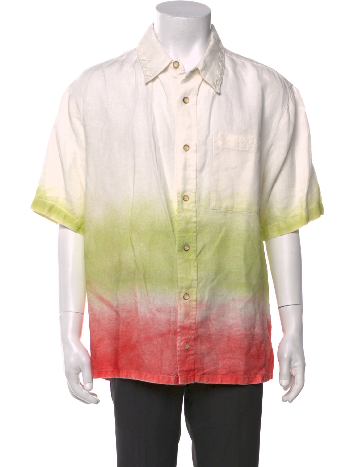 The Elder Statesman Linen Tie-Dye Print Dress Shirt