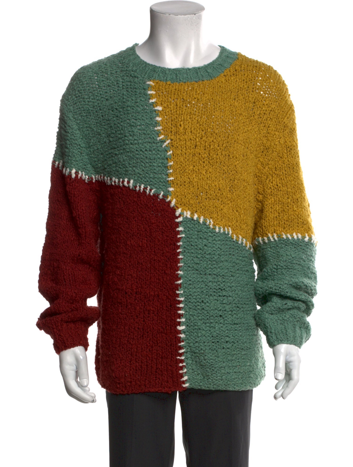 The Elder Statesman Colorblock Pattern Crew Neck Cardigan w/ Tags