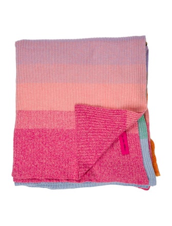 The Elder Statesman Cashmere Striped Throw Blanket