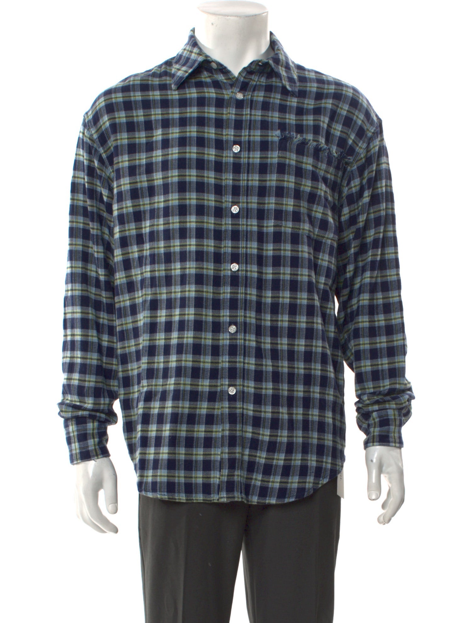 The Elder Statesman Plaid Print Long Sleeve Shirt