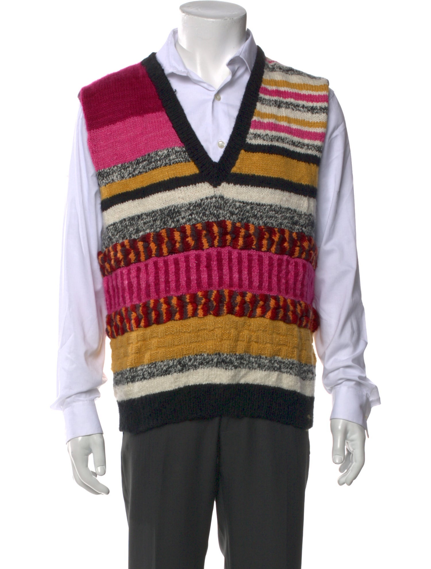 The Elder Statesman Striped V-Neck Sweater Vest