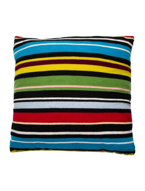 The Elder Statesman Racing Stripe Cashmere Knit Throw Pillow