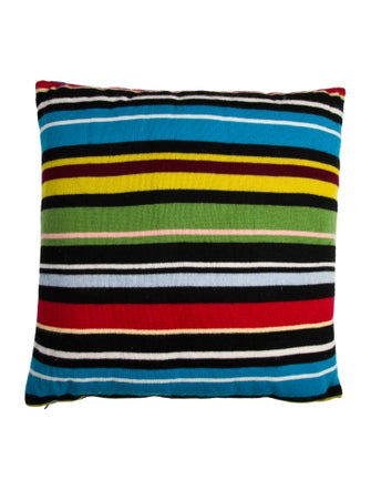 The Elder Statesman Racing Stripe Cashmere Knit Throw Pillow