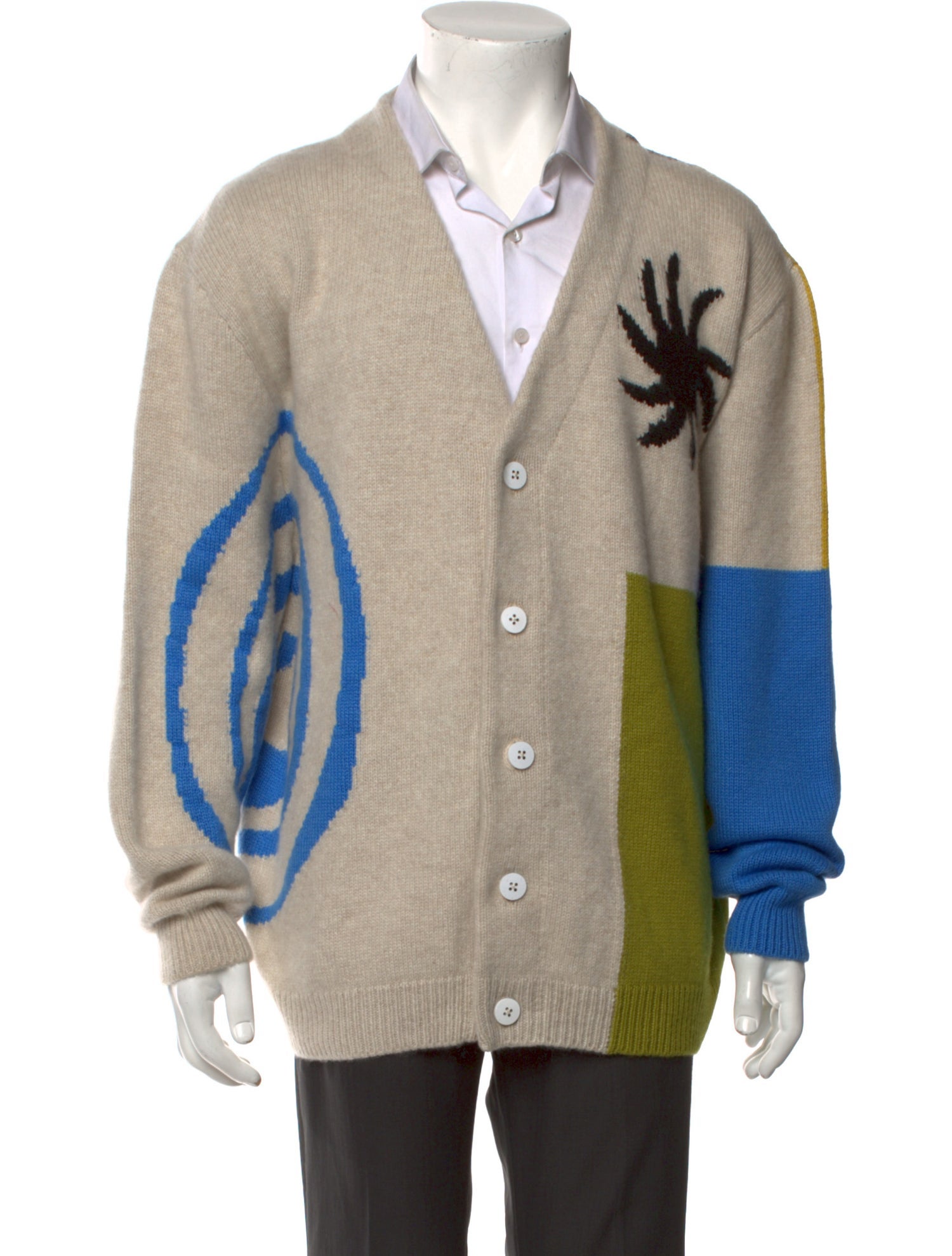 The Elder Statesman Cashmere Colorblock Pattern Cardigan w/ Tags