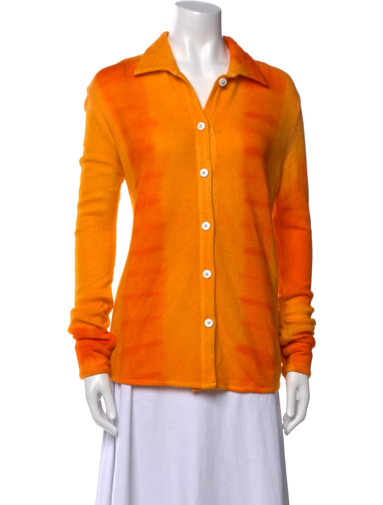 The Elder Statesman Cashmere Long Sleeve Button-Up Top