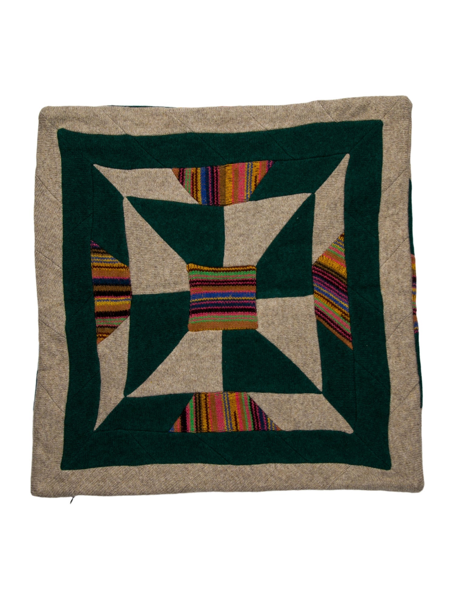 The Elder Statesman Cashmere Geometric Throw Pillow