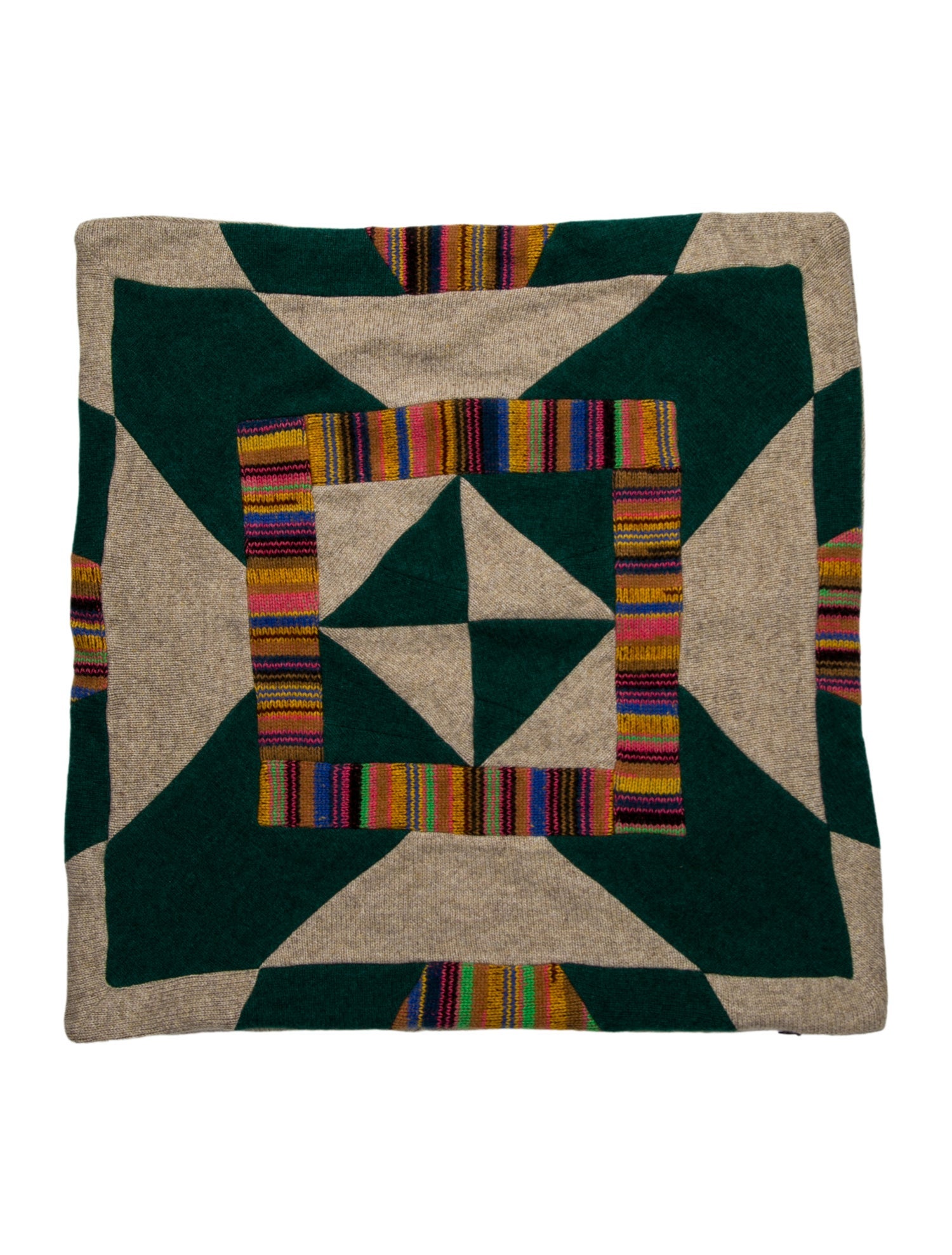 The Elder Statesman Cashmere Geometric Throw Pillow