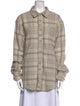 The Elder Statesman Cashmere Plaid Print Button-Up Top