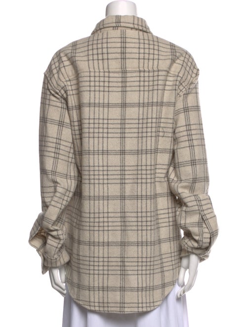 The Elder Statesman Cashmere Plaid Print Button-Up Top