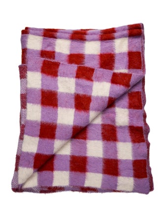 The Elder Statesman Thistle Gingham Alpaca Blend BlankeT