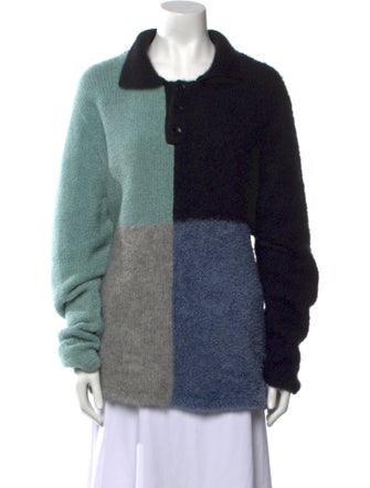 The Elder Statesman Cashmere Colorblock Pattern Sweater