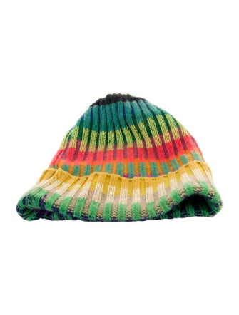 The Elder Statesman Orange printed cashmere The Elder Statesman beanie hat.