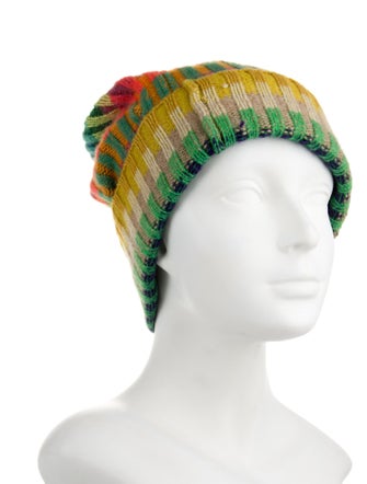 The Elder Statesman Orange printed cashmere The Elder Statesman beanie hat.