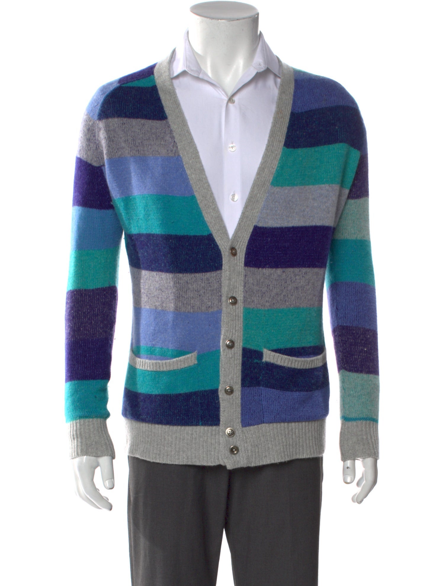 The Elder Statesman Striped V-Neck Cardigan