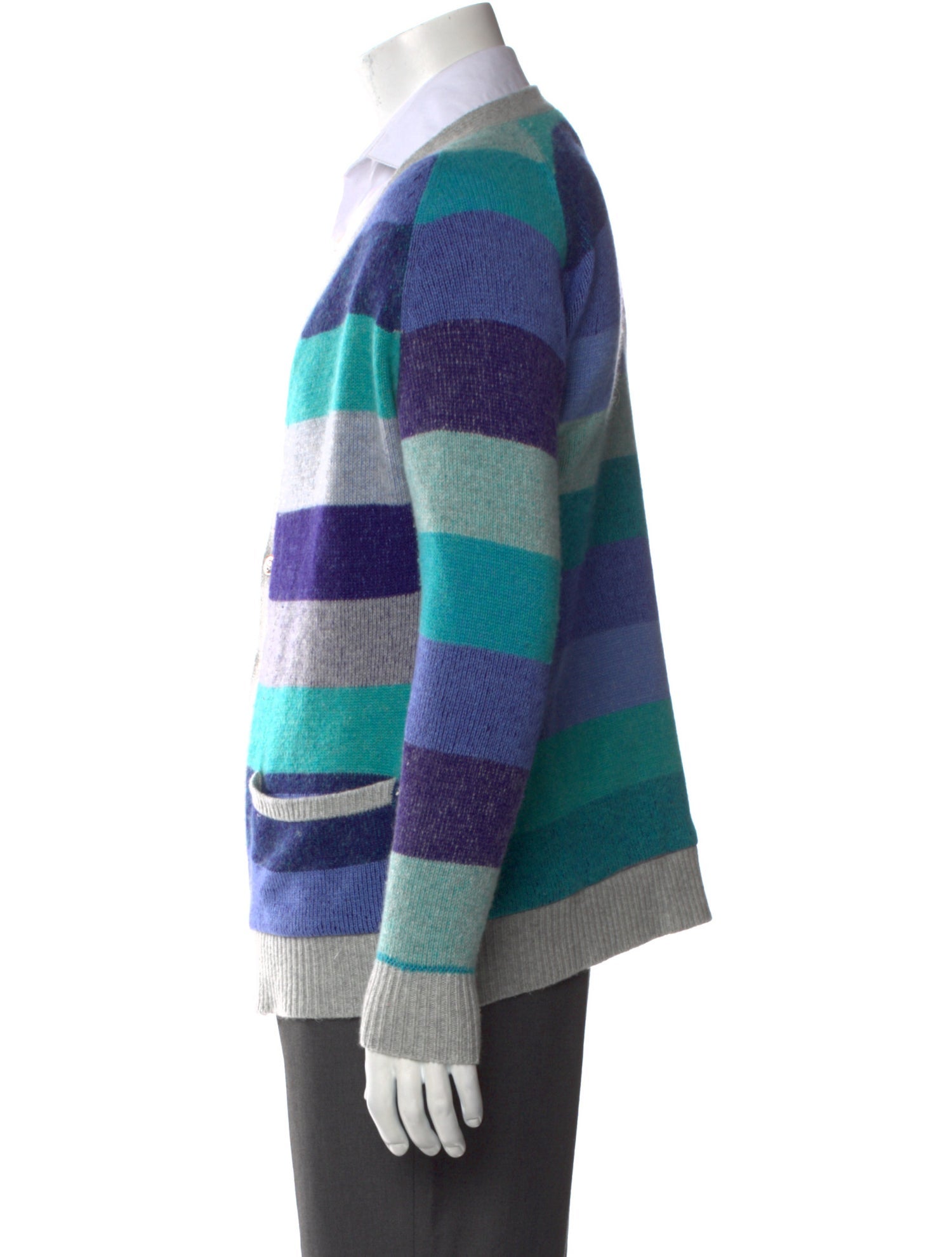 The Elder Statesman Striped V-Neck Cardigan