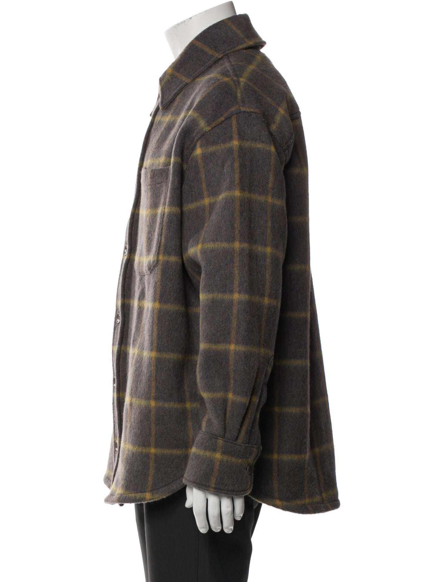 The Elder Statesman Wool Plaid Print Peacoat