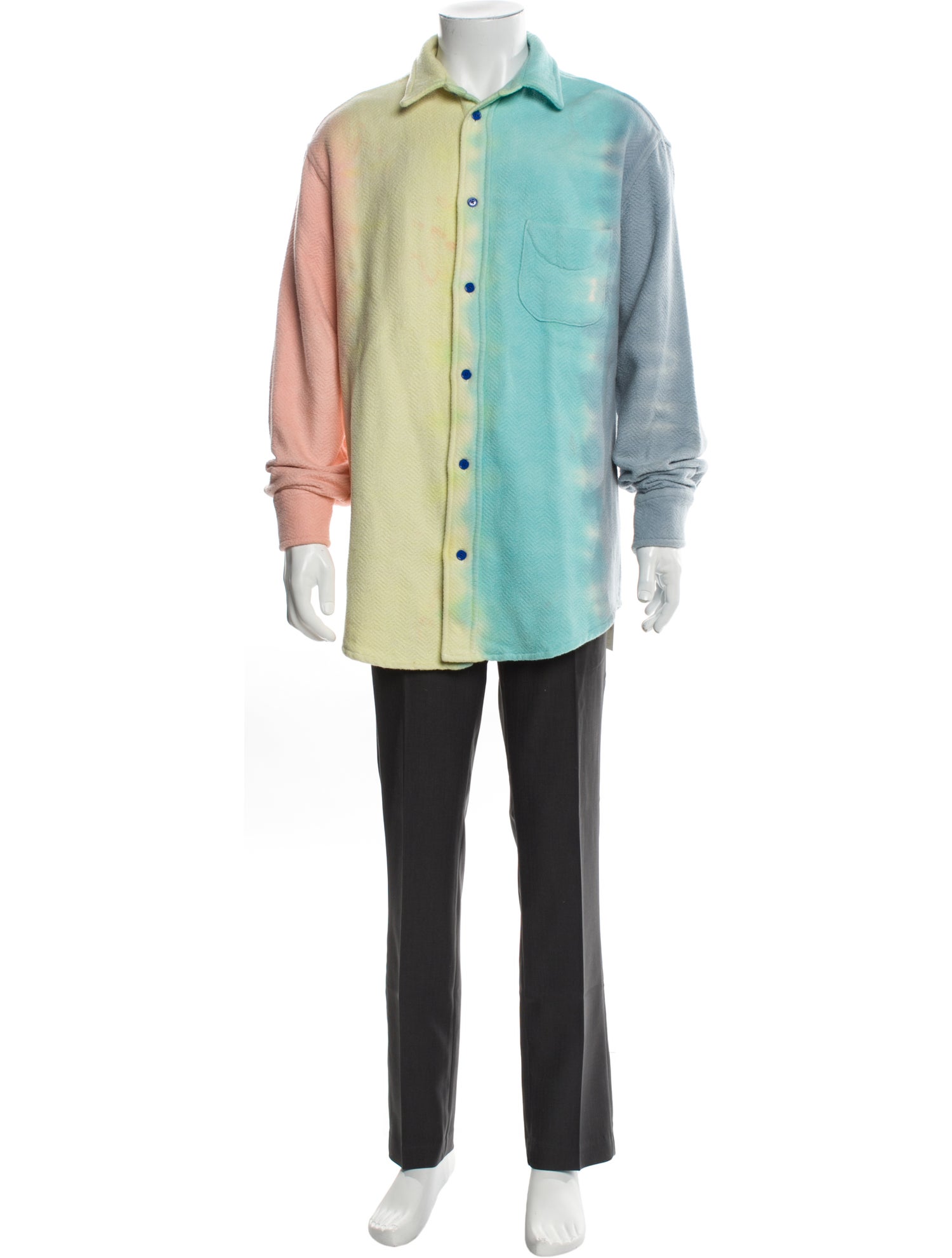 The Elder Statesman Colorblock Pattern Long Sleeve Shirt