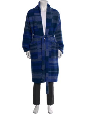 The Elder Statesman Sweaters Cashmere Plaid Print Cardigan L