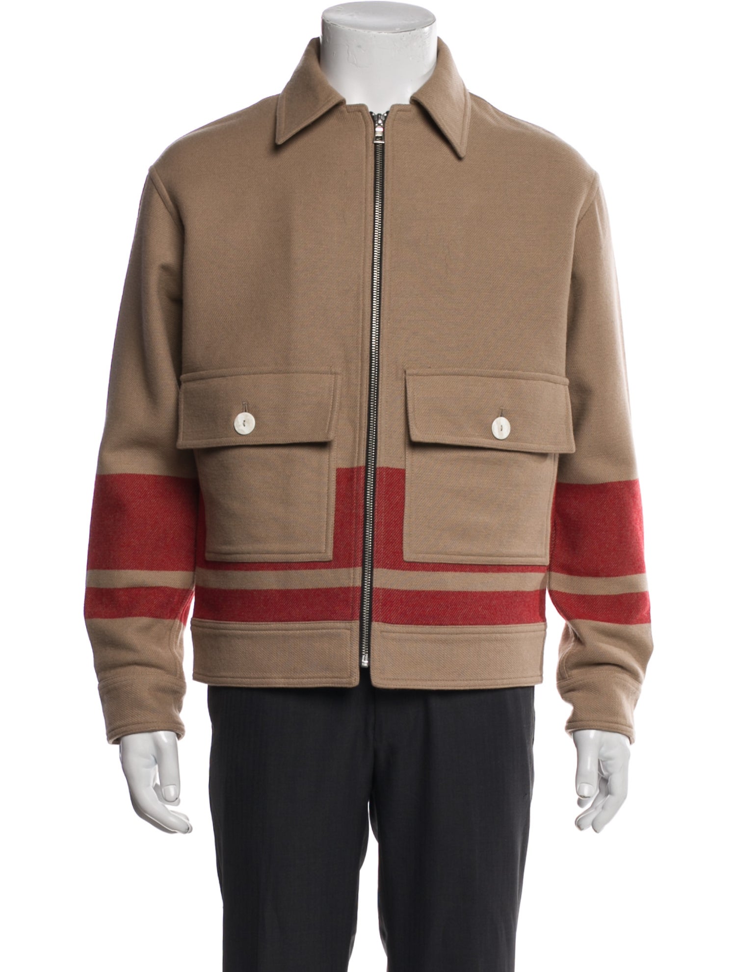 The Elder Statesman Wool Colorblock Pattern Bomber Jacket