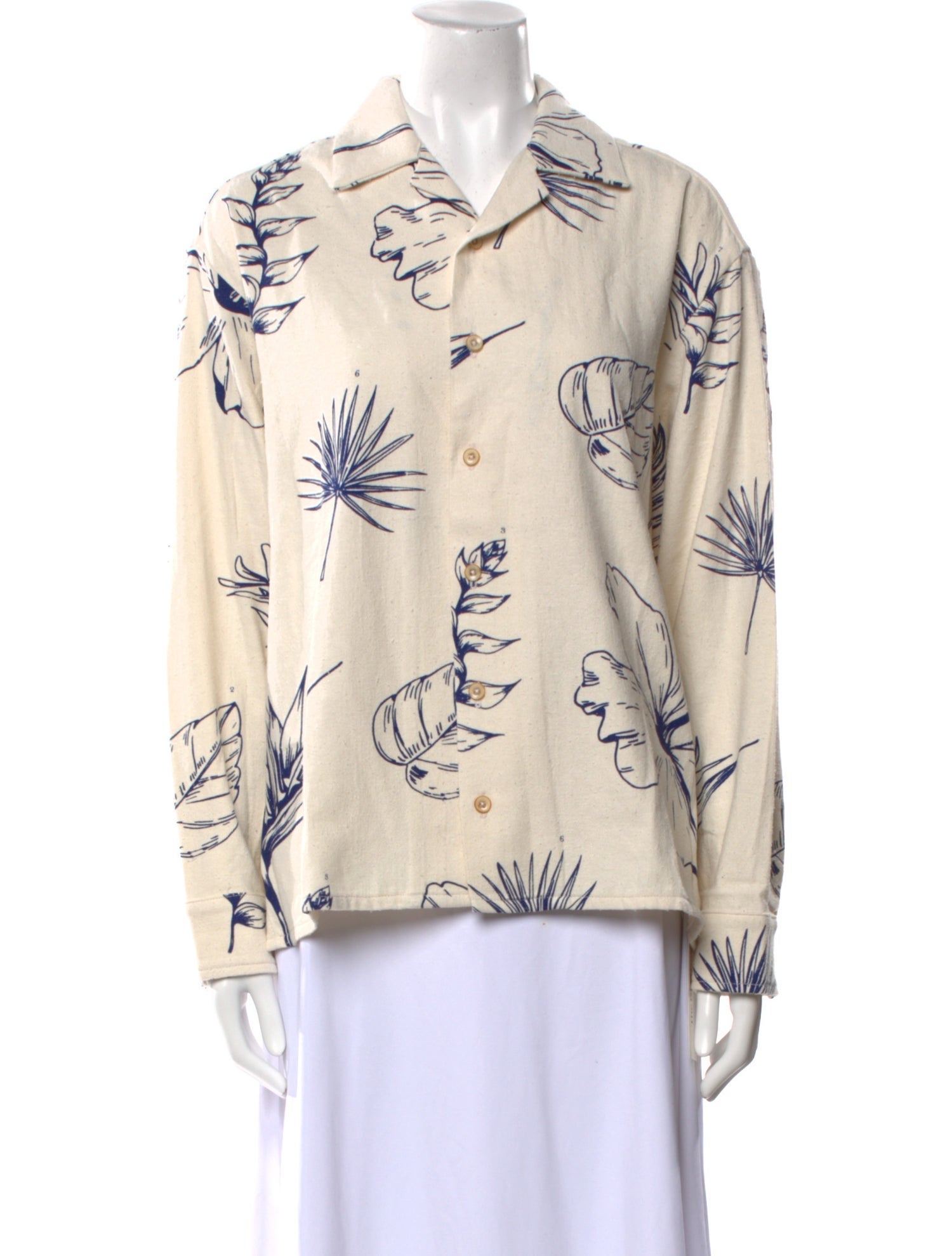 The Elder Statesman Printed Long Sleeve Button-Up Top