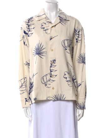 The Elder Statesman Printed Long Sleeve Button-Up Top