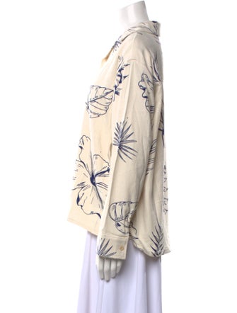 The Elder Statesman Printed Long Sleeve Button-Up Top