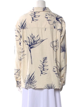 The Elder Statesman Printed Long Sleeve Button-Up Top