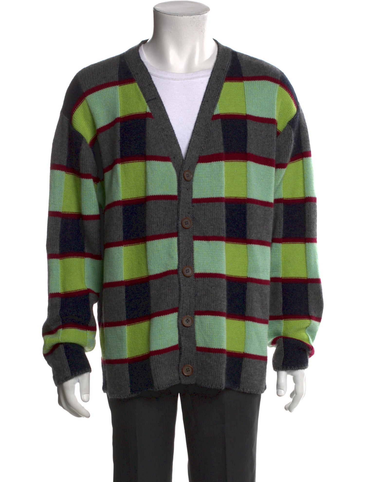 The Elder Statesman Plaid Print V-Neck Cardigan