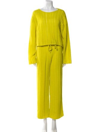 The Elder Statesman Cashmere Plaid Print Pant Set