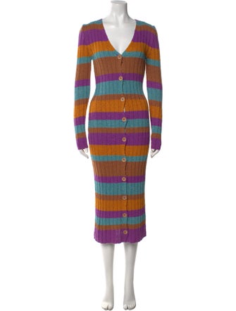 The Elder Statesman Striped Midi Length Dress