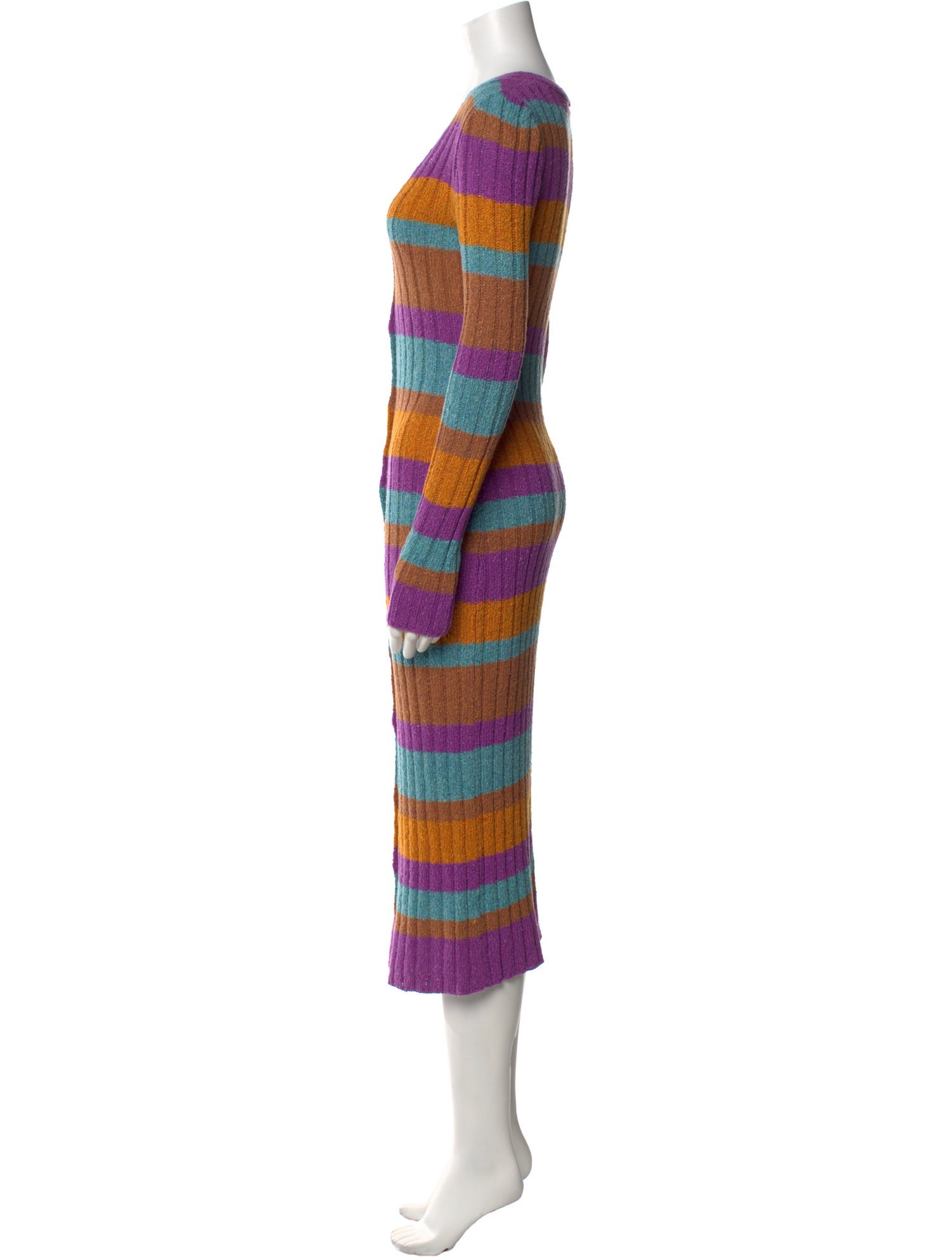 The Elder Statesman Striped Midi Length Dress