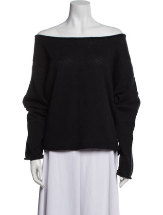 The Elder Statesman Off-The-Shoulder Long Sleeve Sweatshirt