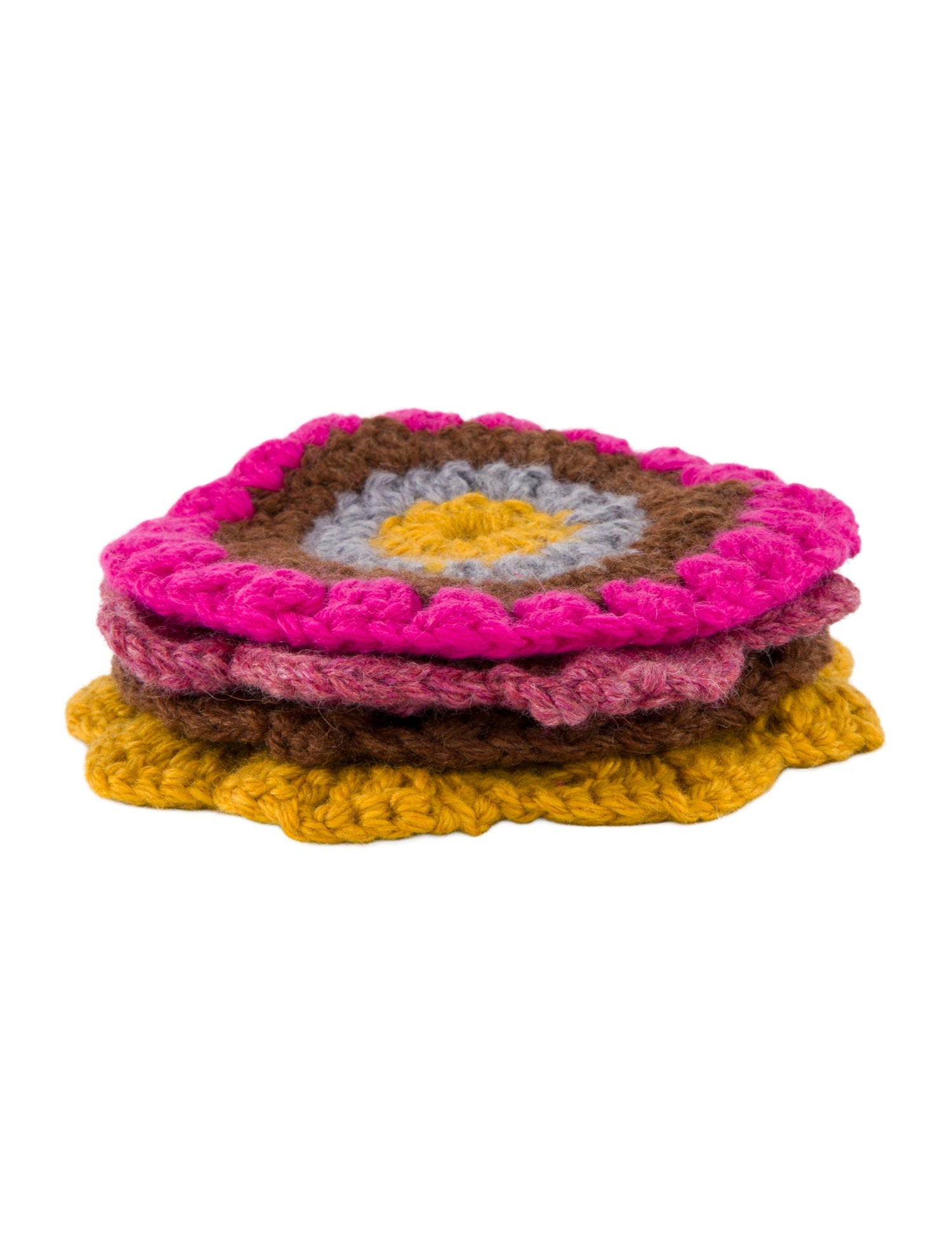 The Elder Statesman 4-Piece Crochet Cashmere Coasters Set