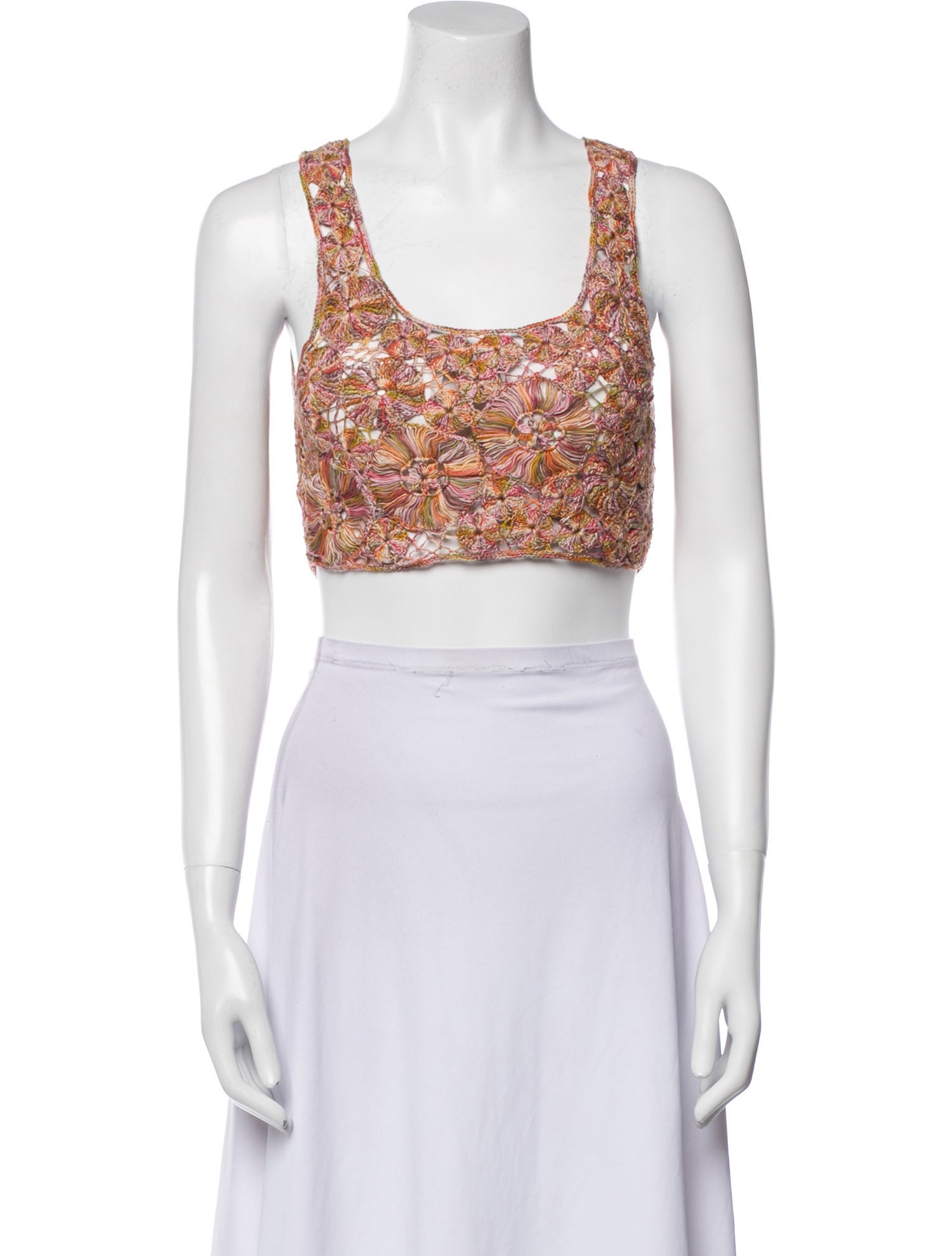 The Elder Statesman Printed Scoop Neck Crop Top
